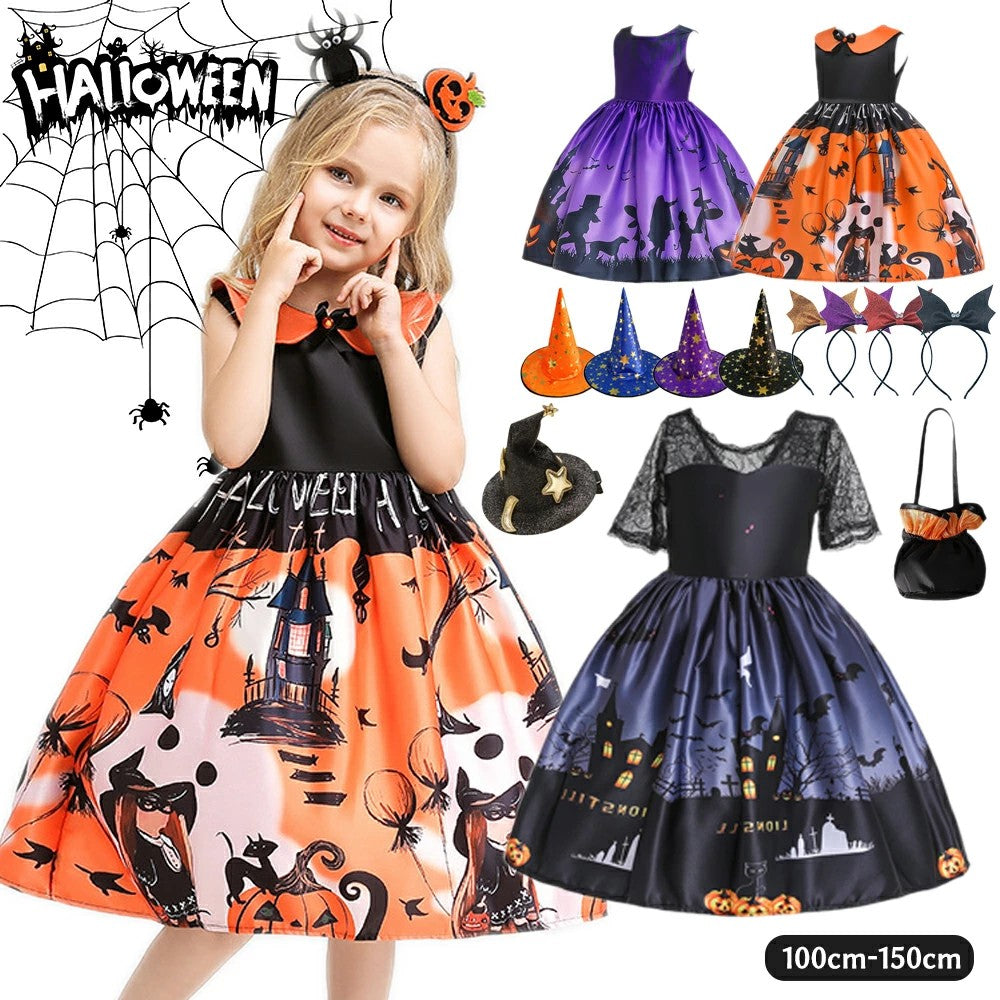 ハロウィン衣装子供コスプレハロウィンコスプレ子供ハロウィン仮装ドレス魔女halloweenキッズコスプレコスチュームプリンセスドレス子供ドレスワンピース子供ドレス子どもドレスキッズドレス仮装コスプレ衣装かぼちゃ女の子100110120130140150